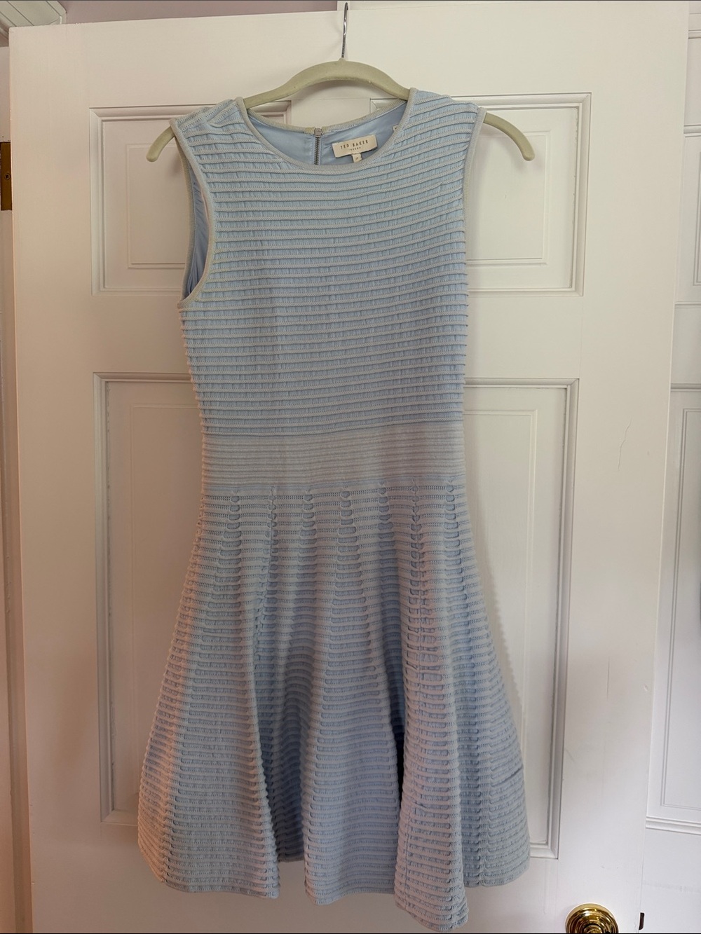 Ted Baker Pale Blue Sleeveless Fit-and-Flare Knit Dress